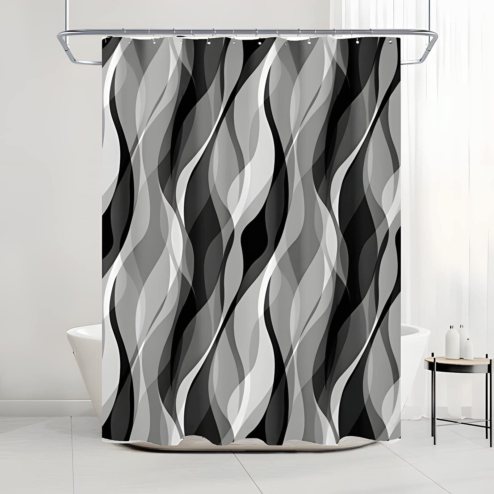 Black and White Shower Curtain for Bathroom Black and Gray Shower