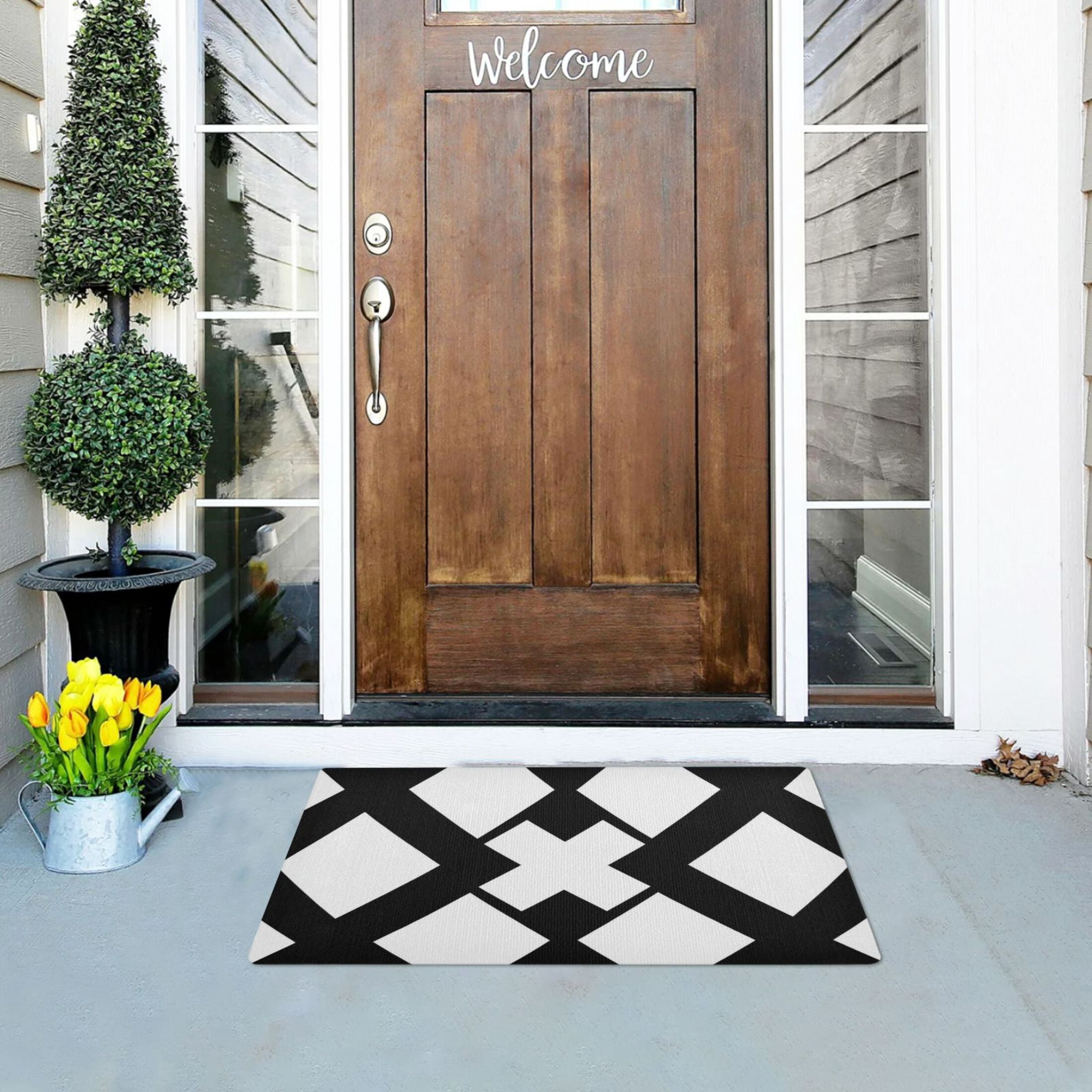 black-and-white-simple-art-doormats-welcome-mats-gate-pads-entryway