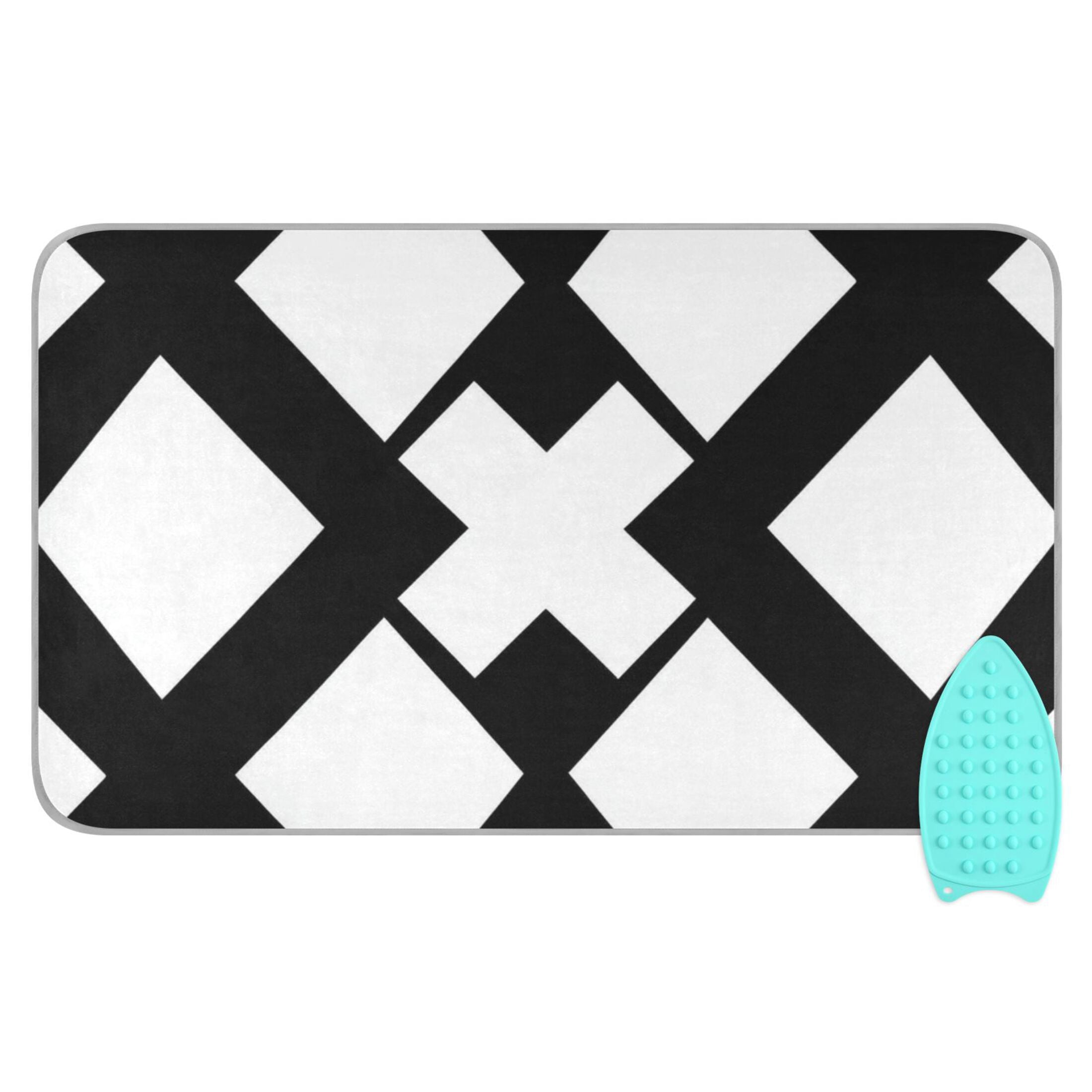 Black and White Simple Art Ironing Mat Blanket Portable Travel Ironing Pad Heat Resistant Pad 47.2" x 27.6”