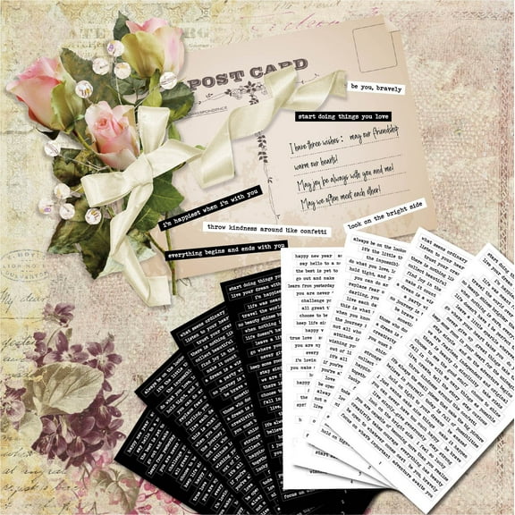 Black and White Small Talk Text Stickers Pack for Scrapbooking, Journaling and DIY Crafts