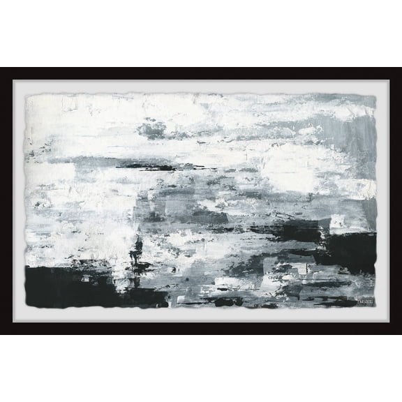 "Black and White Smudges III" Framed Painting Print