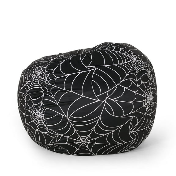 Black and White Spiderweb Halloween Bean Bag 35x35x30 Inch Cozy & Removable Covers