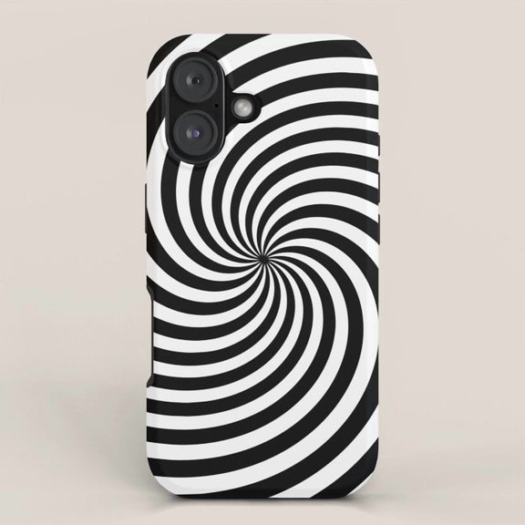 Black and White Spiral Optical Illusion Tough Case for Apple iPhone Series, Polycarbonate and TPU