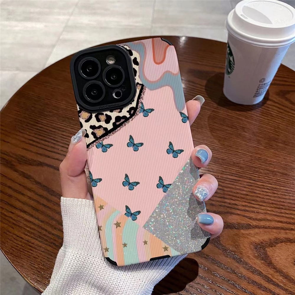 Black and White Splicing Pattern Case For iPhone 16 15 11 12 Pro Max XR