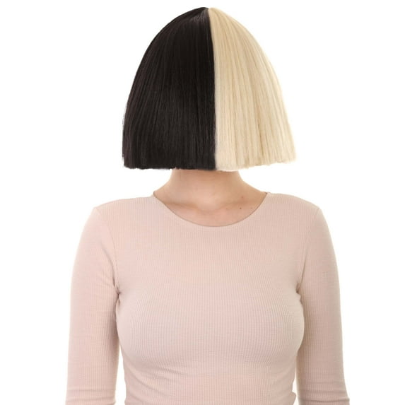 Black and White Split Dye Bob with Bangs, Multiple Color & Style Options | HPO