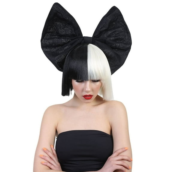 Black and White Split Dye Bob with Bangs, Multiple Color & Style Options | HPO