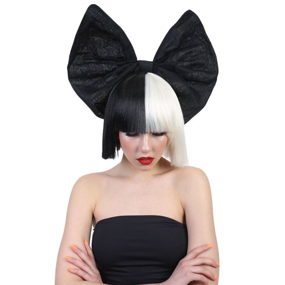 Black and White Split Dye Bob with Bangs, Multiple Color & Style Options | HPO