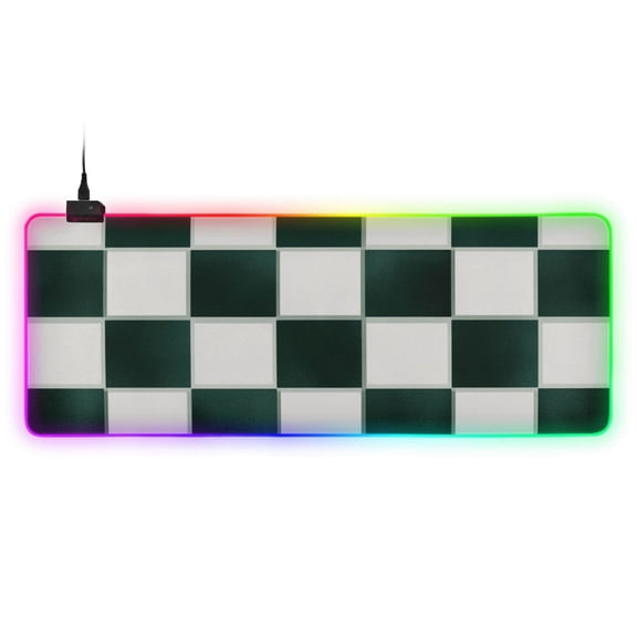 Black and White Squares RGB Gaming Mouse Pad Large Keyboard Mat Rubber Base 13 Light Modes
