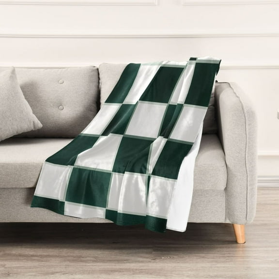 Black and White Squares Throw Blanket 60" x 90" Soft and Warm Blankets for Couch Sofa and Bed