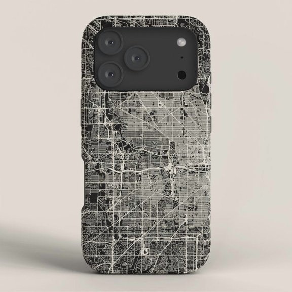 Black and White Street Map Tough Case for Apple iPhone 11-14, Polycarbonate and TPU