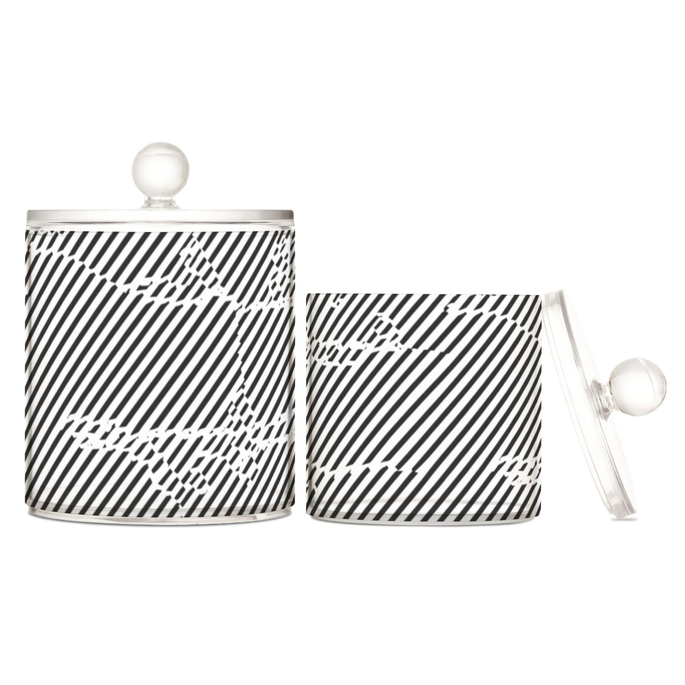 Black and White Stripe Design Translucent Plastic Cotton Swabs ...