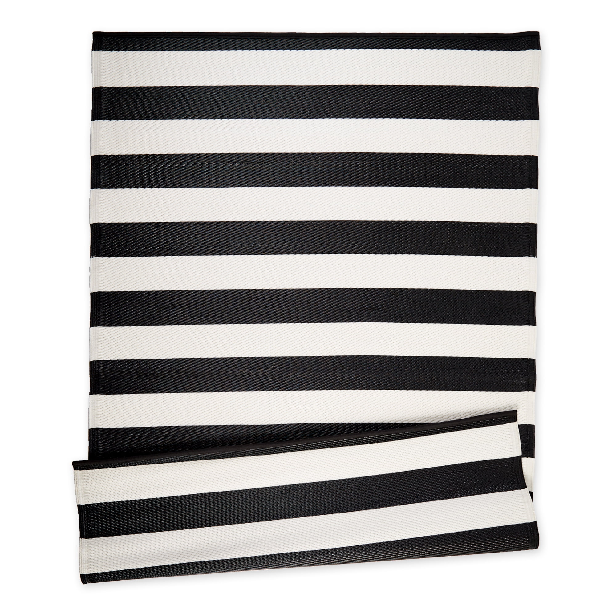 Black and White Stripe Outdoor Rug 4x6ft