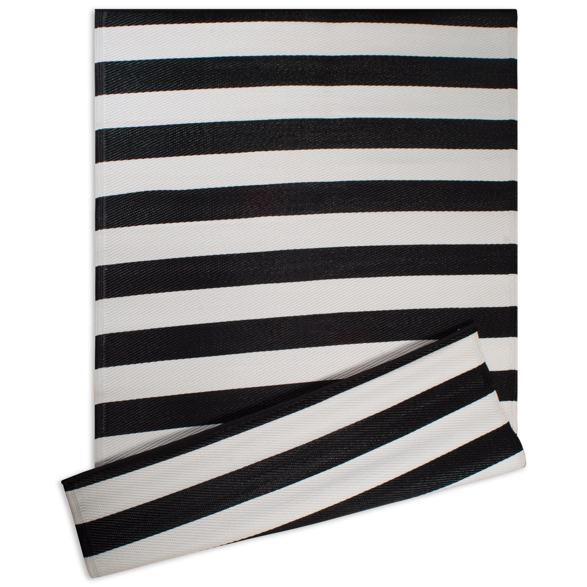 Black and White Stripe Outdoor Rug 5x8 Ft