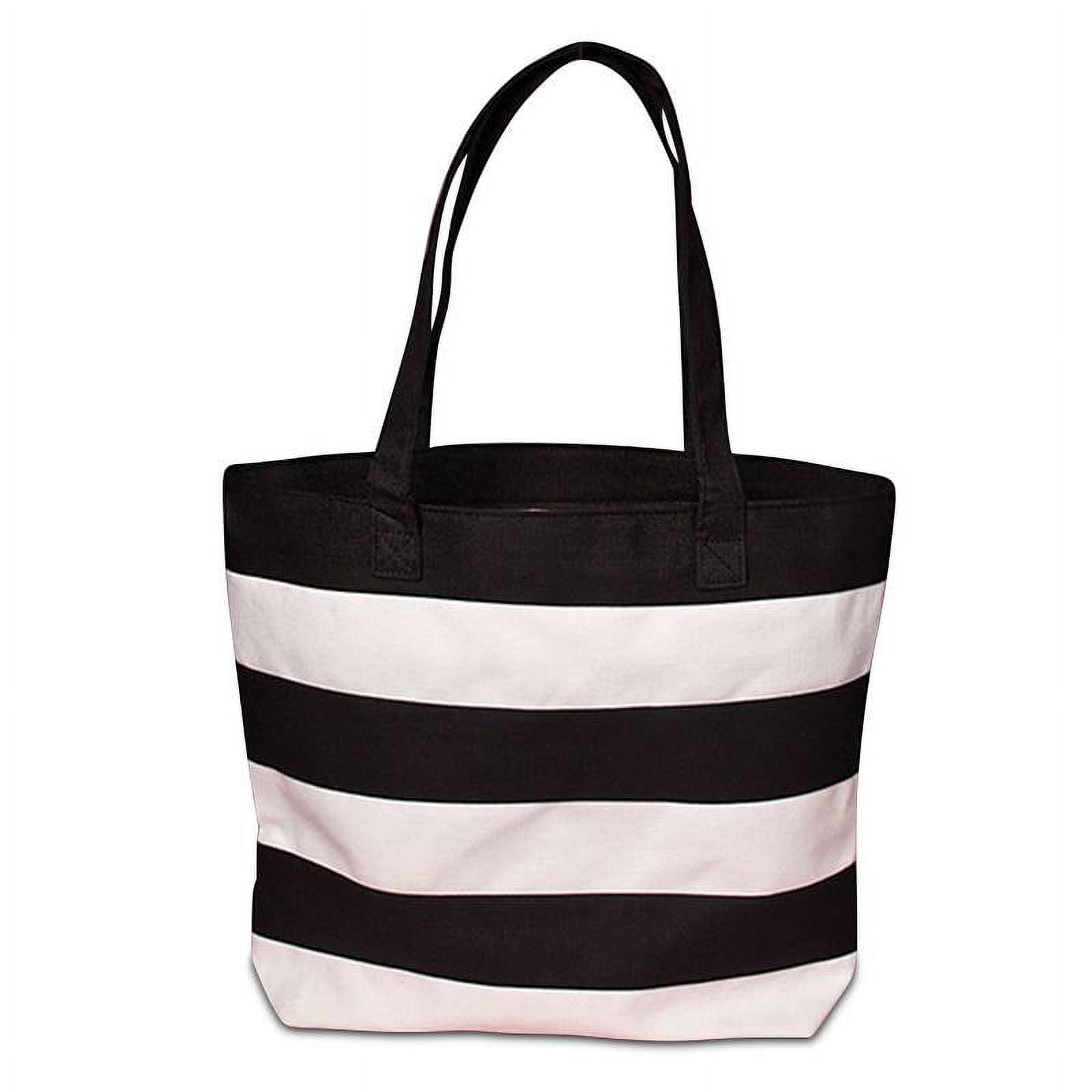 Black and White Striped Canvas Tote Bags Length 16 3/4" by Paper