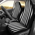 Black and White Striped Car Seat Covers Set Vertical Stripes Universal