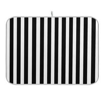 Black and White Striped Dish Drying Mat 16x18 Absorbent Microfiber Draining Rack Pad for Kitchen Counter Sink