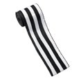 thumbnail image 1 of Black and White Striped Fabric Ribbon with Stitched Edges, 1 Roll, for Christmas Tree and Gift Wrapping Decoration, 1 of 4