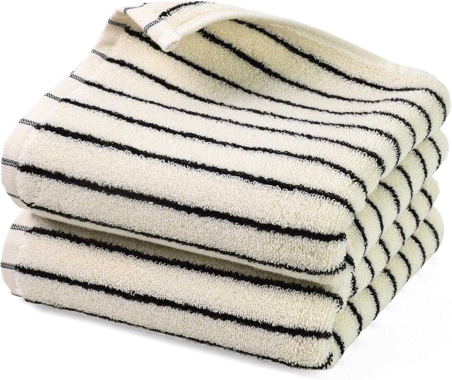 Black and White Striped Hand Towels for Bathroom, Vintage Kitchen Decor, Guest Use, Adults & Kids, Natural Cotton, 14” x 29”