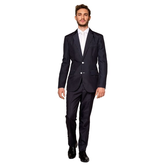 Suitmeister Men's Suits Gangster Pinstripe Black - XL Black