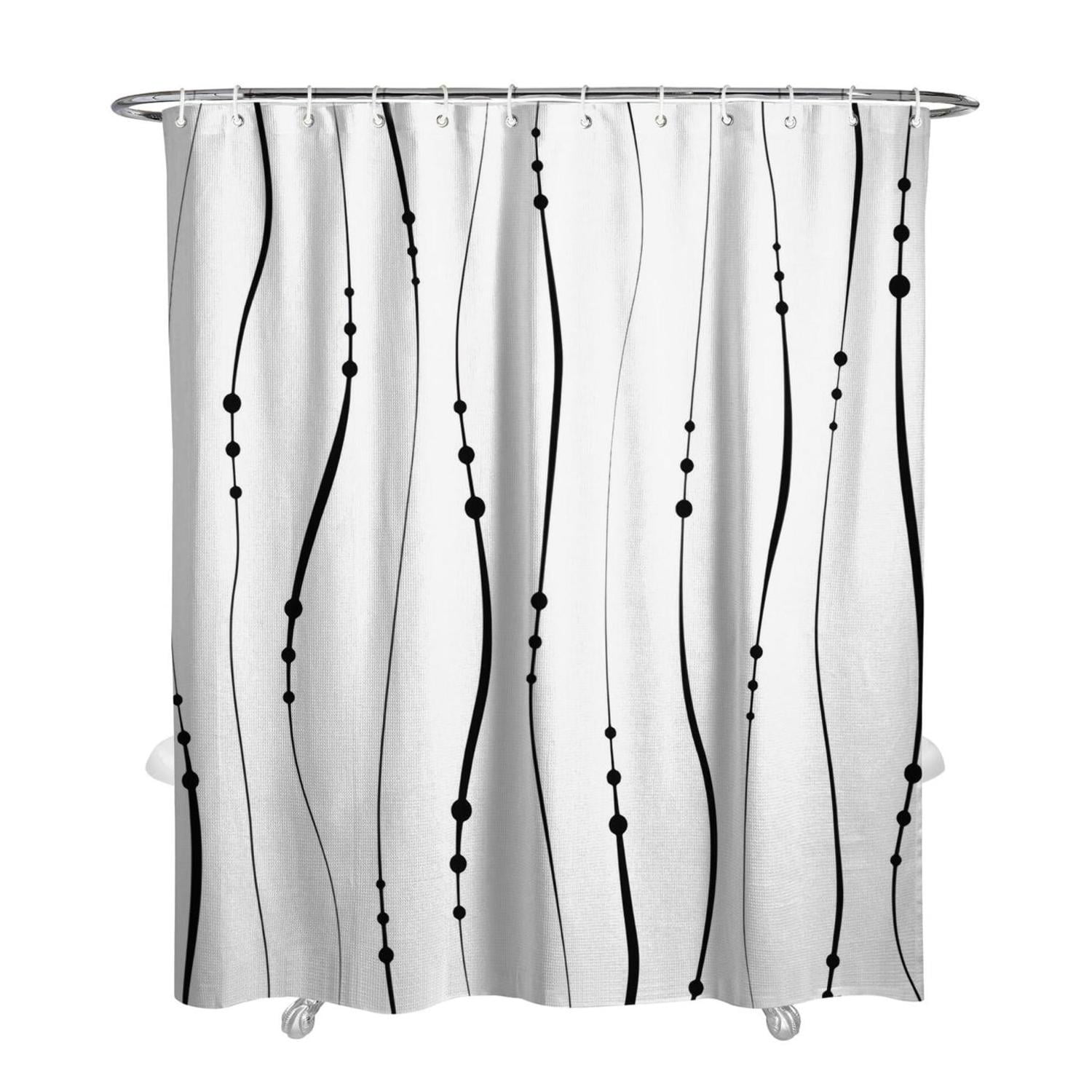 Black and White Striped Shower Curtain for Bathroom with Hooks, Shower Curtain Set 84 Inches Long, Bath Curtains Waterproof 72x84