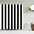 thumbnail image 1 of Black and White Striped Shower Curtain with Waterproof Polyester Fabric Geometric Pattern Home r Bathroom Baño, 1 of 6
