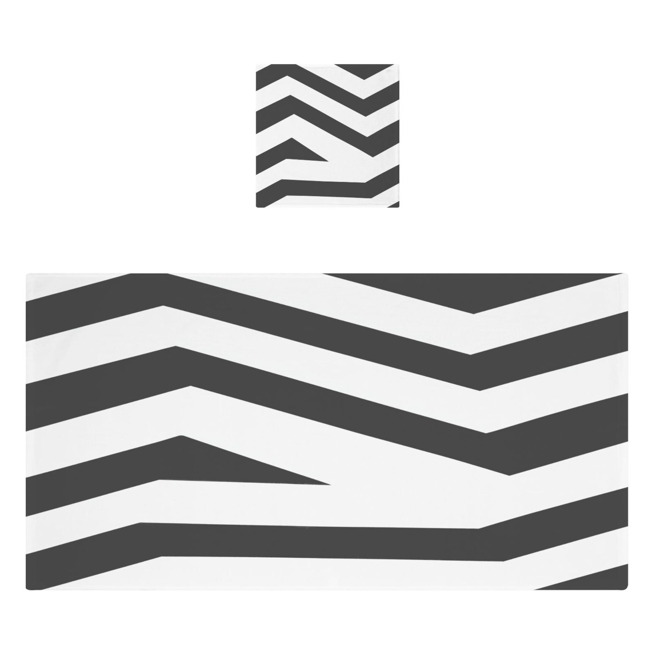 Black and White Stripes 2 Piece Cotton Bath and Face Towel Set Soft and Absorbent, for Beach Pool Bathroom