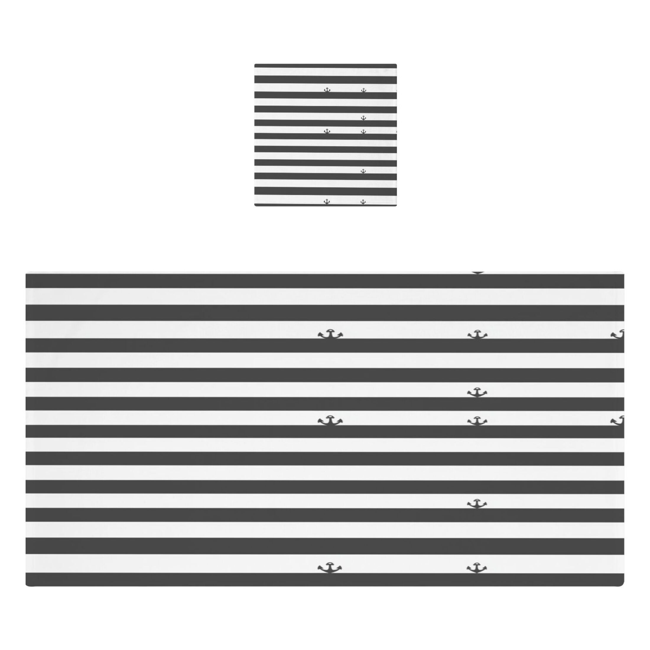 Black and White Stripes 2 Piece Cotton Bath and Face Towel Set Soft and Absorbent, for Beach Pool Bathroom