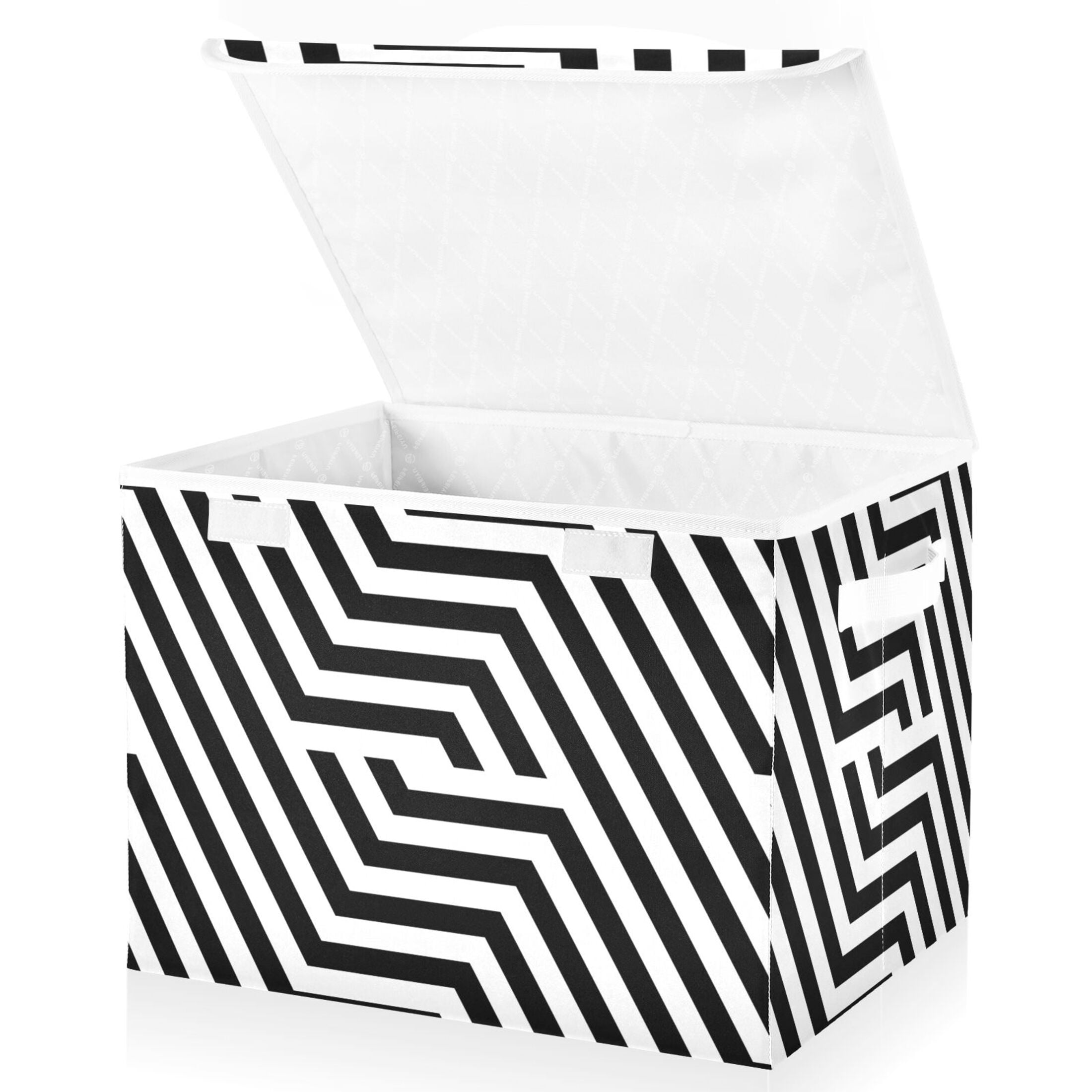 Black And White Stripes Large Lidded Storage Bin Foldable Storage Boxes black-and-white-stripes-large-lidded-storage-bin-foldable-storage-boxes