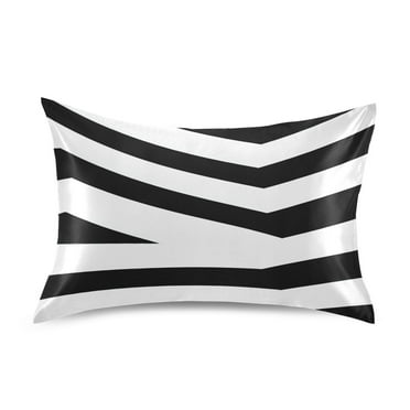 Black and White Stripes Satin Pillowcase 20''x26'' Double-Sided Print Soft Wrinkle Resistant