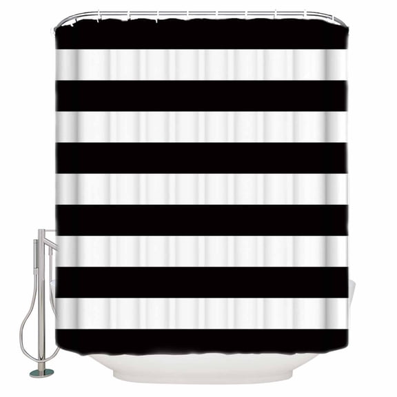 Black and White Stripes Shower Curtain, 72" x 72", Classic Geometric Waterproof Bathroom Curtain Washable Shower Curtain Set with 12 Hooks