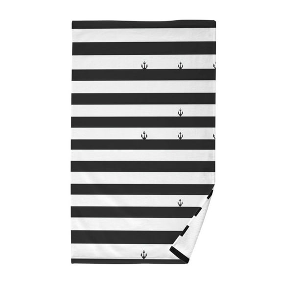 Black and White Stripes Soft 100% Cotton Towel, High Absorbency, Single Pack, 16" x 28"