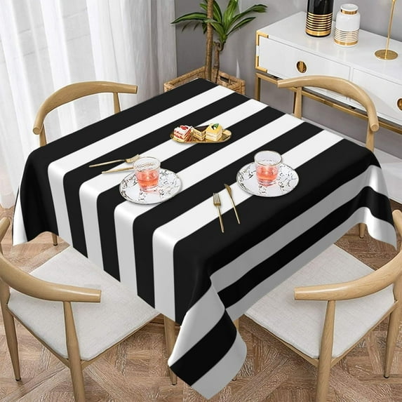 Black and White Stripes Soft Tablecloth Square Dinng Table Covers for ...