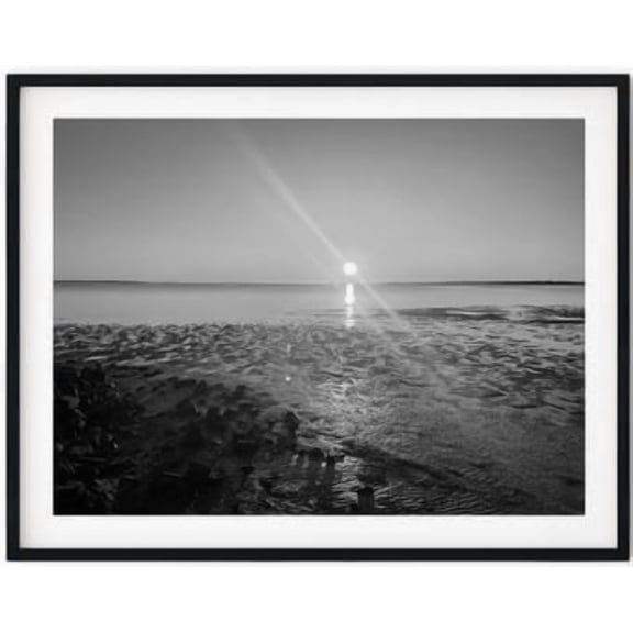 Black and White Sunrise Low Tide Photography Wall Art Poster, Poster Home Decor, Poster Only