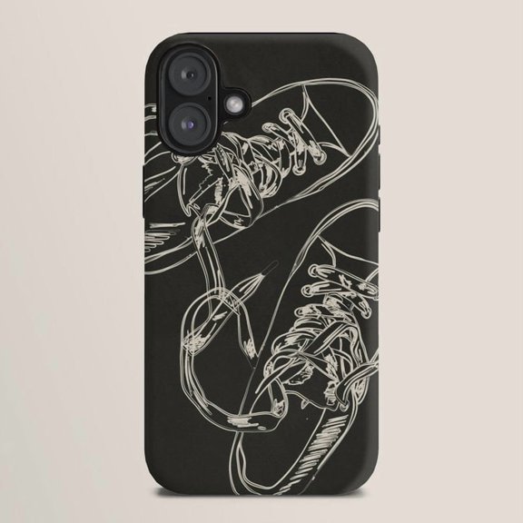 Black and White Tangled Sneaker Laces Tough Case for Apple iPhone, Polycarbonate Shell with TPU Liner