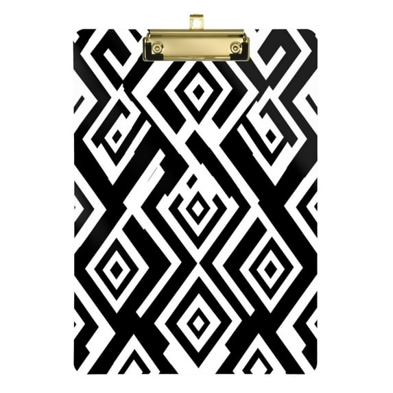 Black and White Texture 12.5x9in Clipboard, Durable Acrylic with Metal Clip and Wall Hook for Office or Classroom