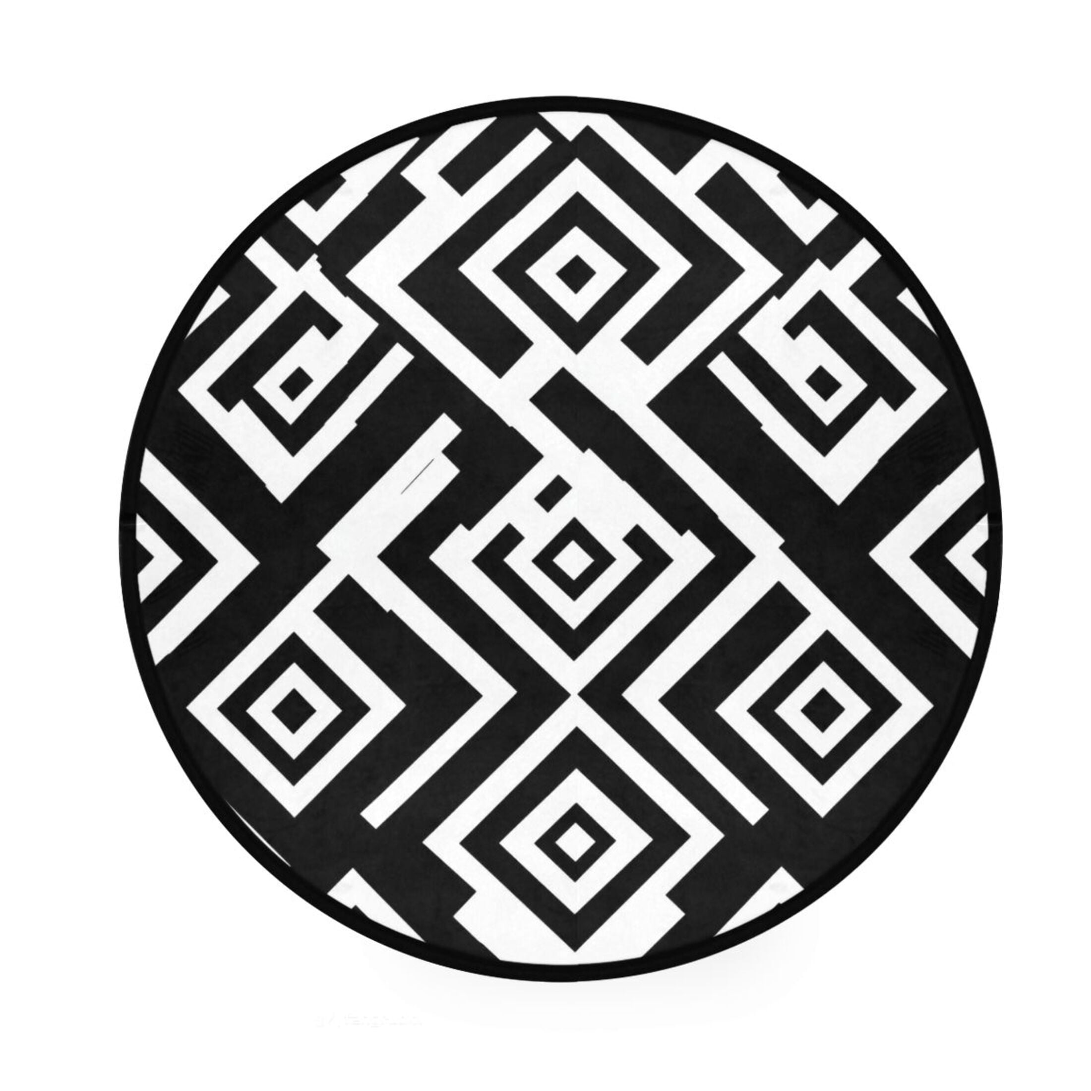 Black and White Texture Memory Foam Bath Mat 36" Absorbent Rug with Non Slip Base and 4 Bonus Pads
