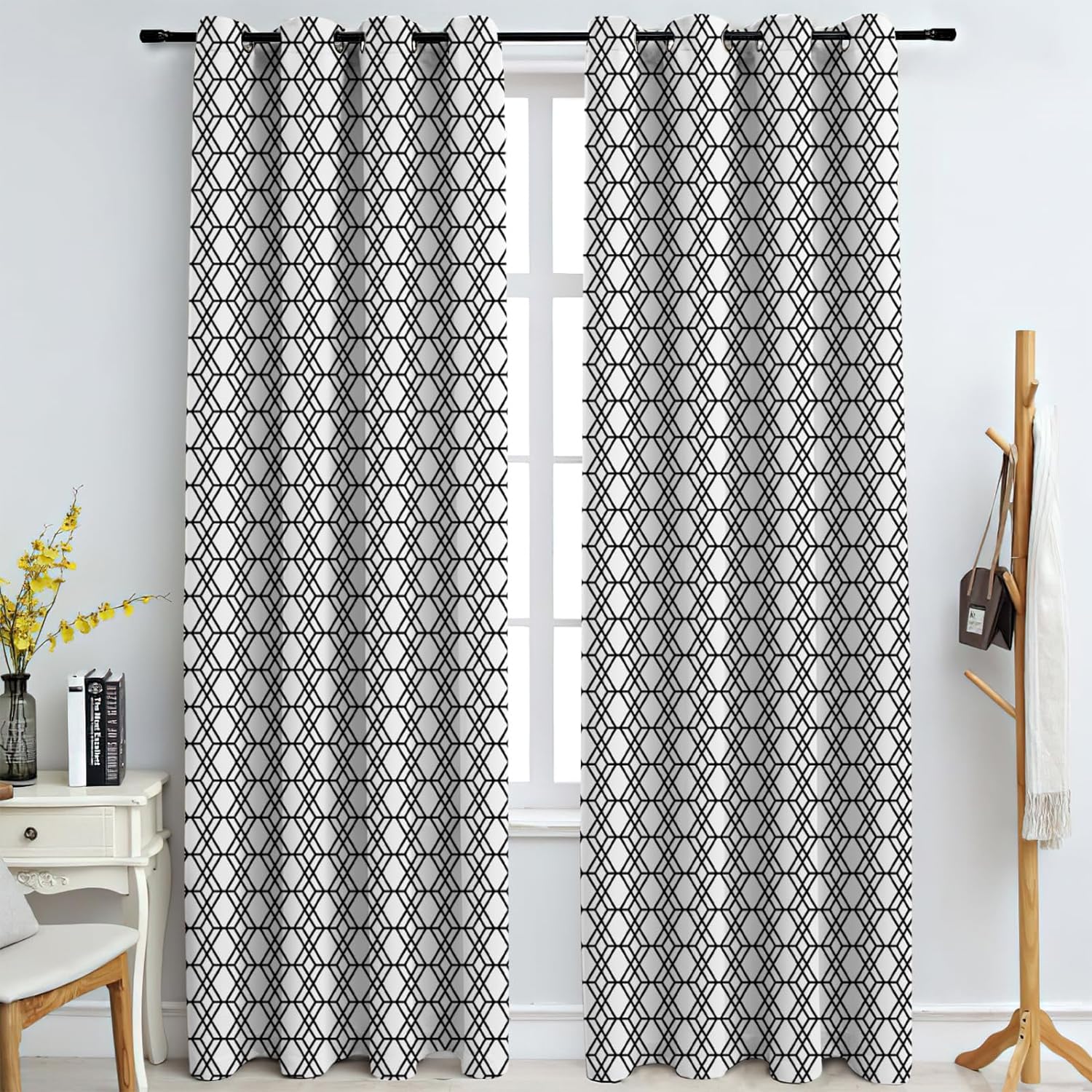Fresh Look at Black And White Texture Window Curtains Blackout Curtains 3D Printed