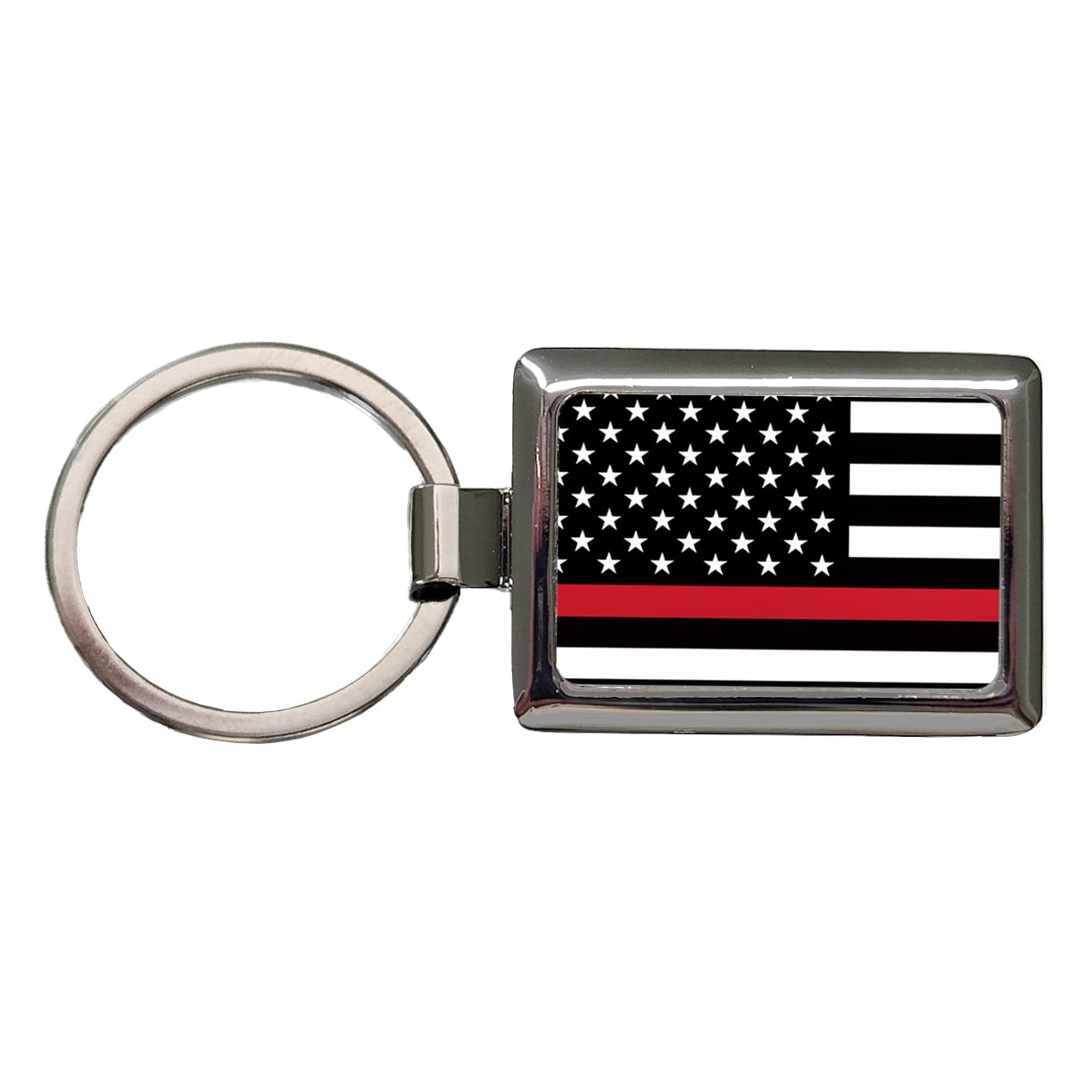 Black and White Thin Red Line Firefighter American Flag Metal Rectangle ...