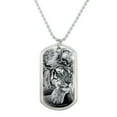 thumbnail image 1 of Black and White Tiger with Blue Green Eyes Military Dog Tag Pendant Necklace with Chain, 1 of 5