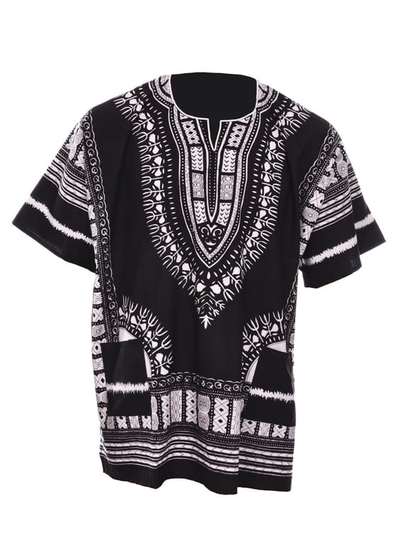 Black and White Traditional African Dashiki Shirt