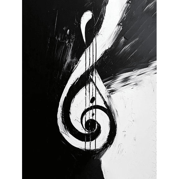 Black and White Treble Clef Abstract Canvas Wall Art Perfect for Living Room Bedroom Office Dining Room and Studio Decoration.