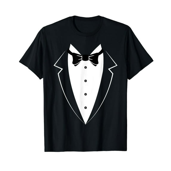Black and White Tuxedo Bow Tie Funny Costume Novelty T Shirt
