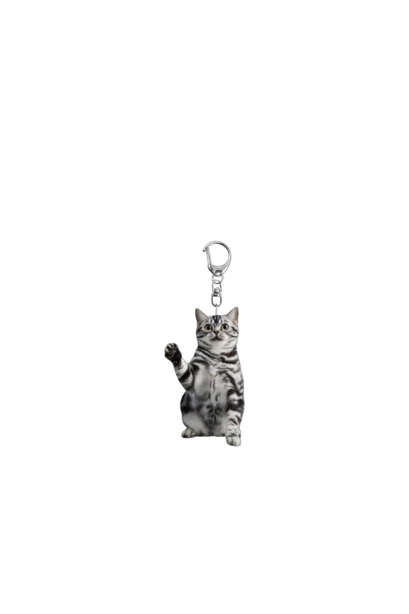 Black and White Tuxedo Cat Keychain Double-Sided Design Pet Key Ring Creative Accessory for Backpack