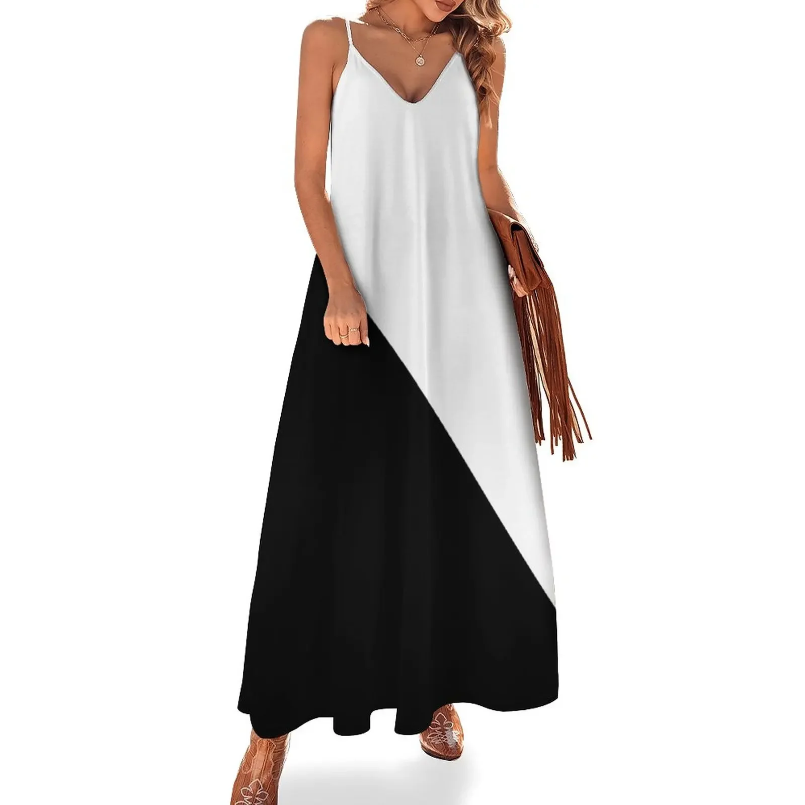 2025 Contrast Black& White Long dress