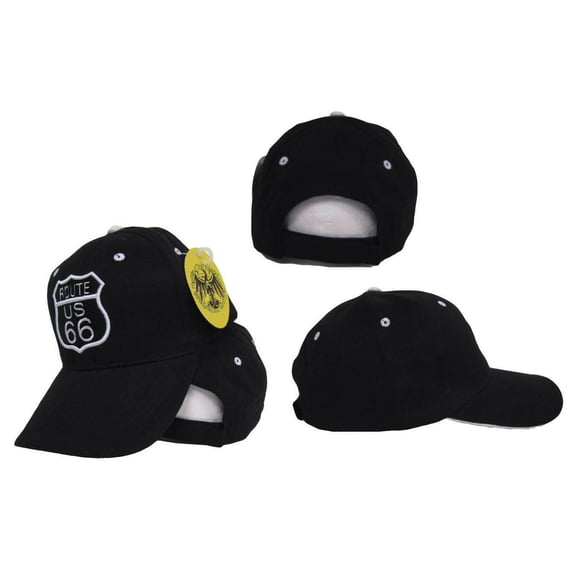 Black and White US Route Rte 66 (White Rim) Baseball sytle Cap Hat