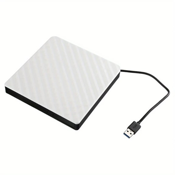 Black and White Ultra-thin External DVD RW CD Writer Drive, Burner, Reader, Portable Stereo Texture Laptop DVD Burner USB3.0