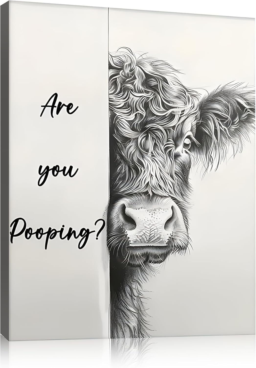 Framed 3-Piece Highland Cow Wall Art - Black & White Canvas Prints, 16x24 Inches, Ready To Hang