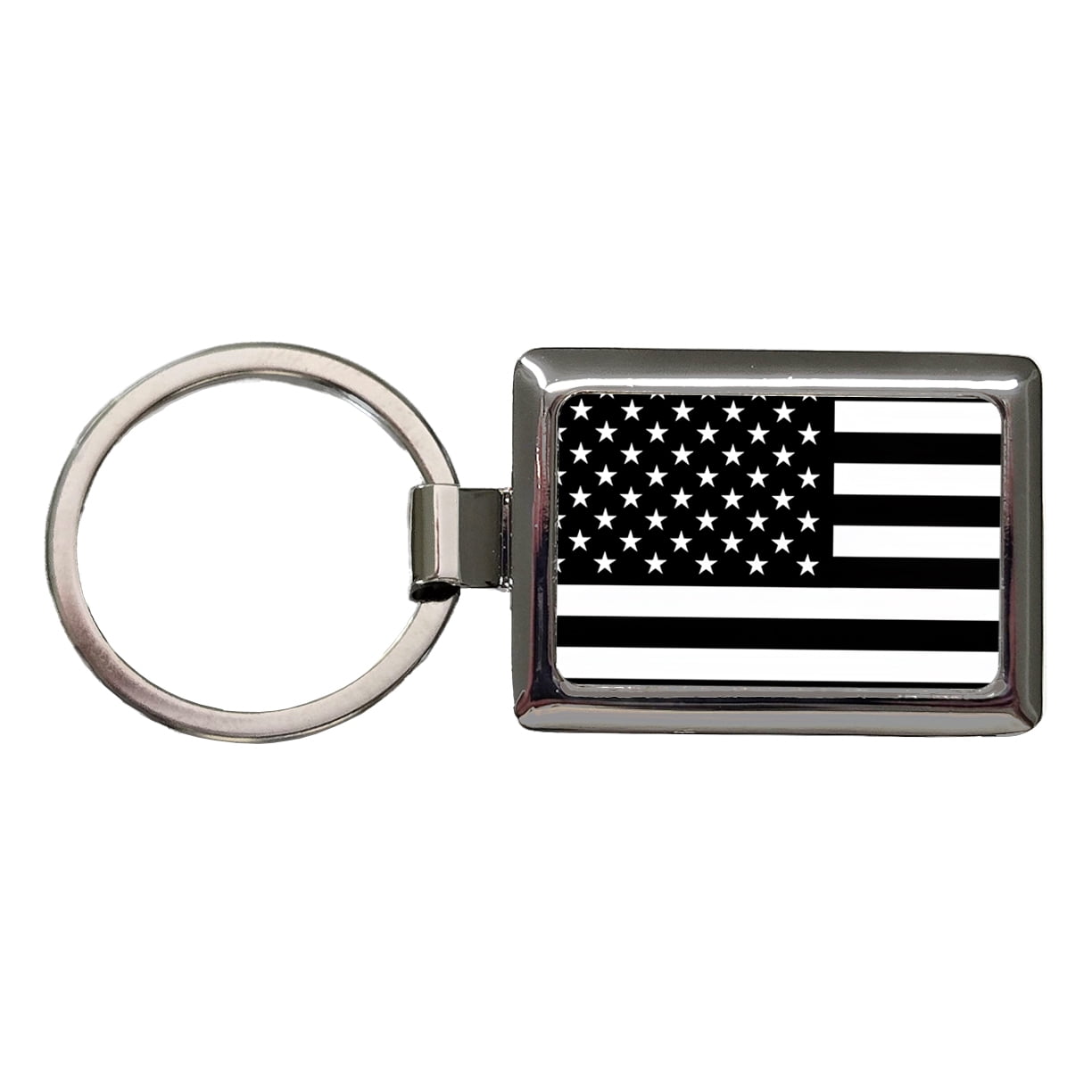 Black and White United States US American Flag Metal Rectangle Keychain ...