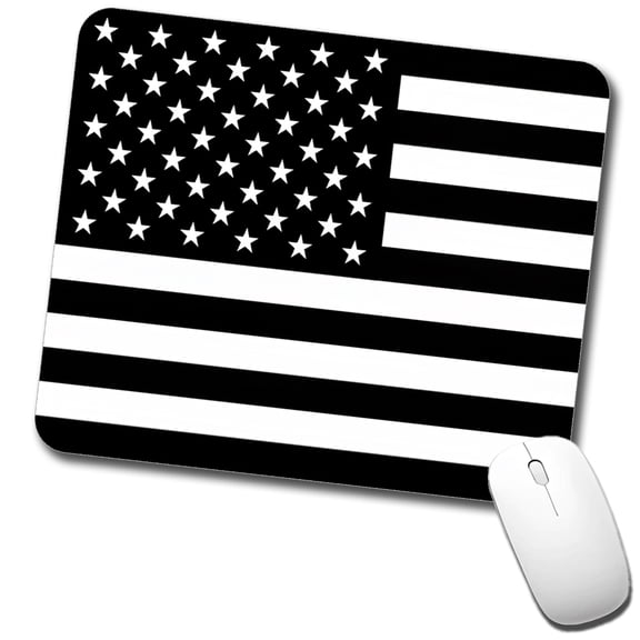 Black and White United States US American Flag Mouse Pad Low Profile Gaming Mat