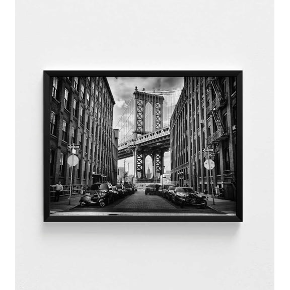 Black and White Urban Bridge Photo: Framed Fine Art Print